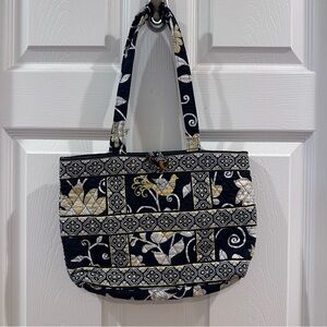 Vera Bradley Tic Tac Tote Purse Yellow Bird Handbag Toggle Closure Floral